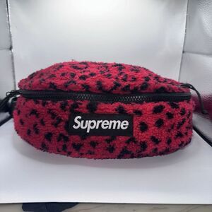 SUPREME‎ leopard fleece Fanny Pack red waist bag Shoulder Belt RARE 🔥
